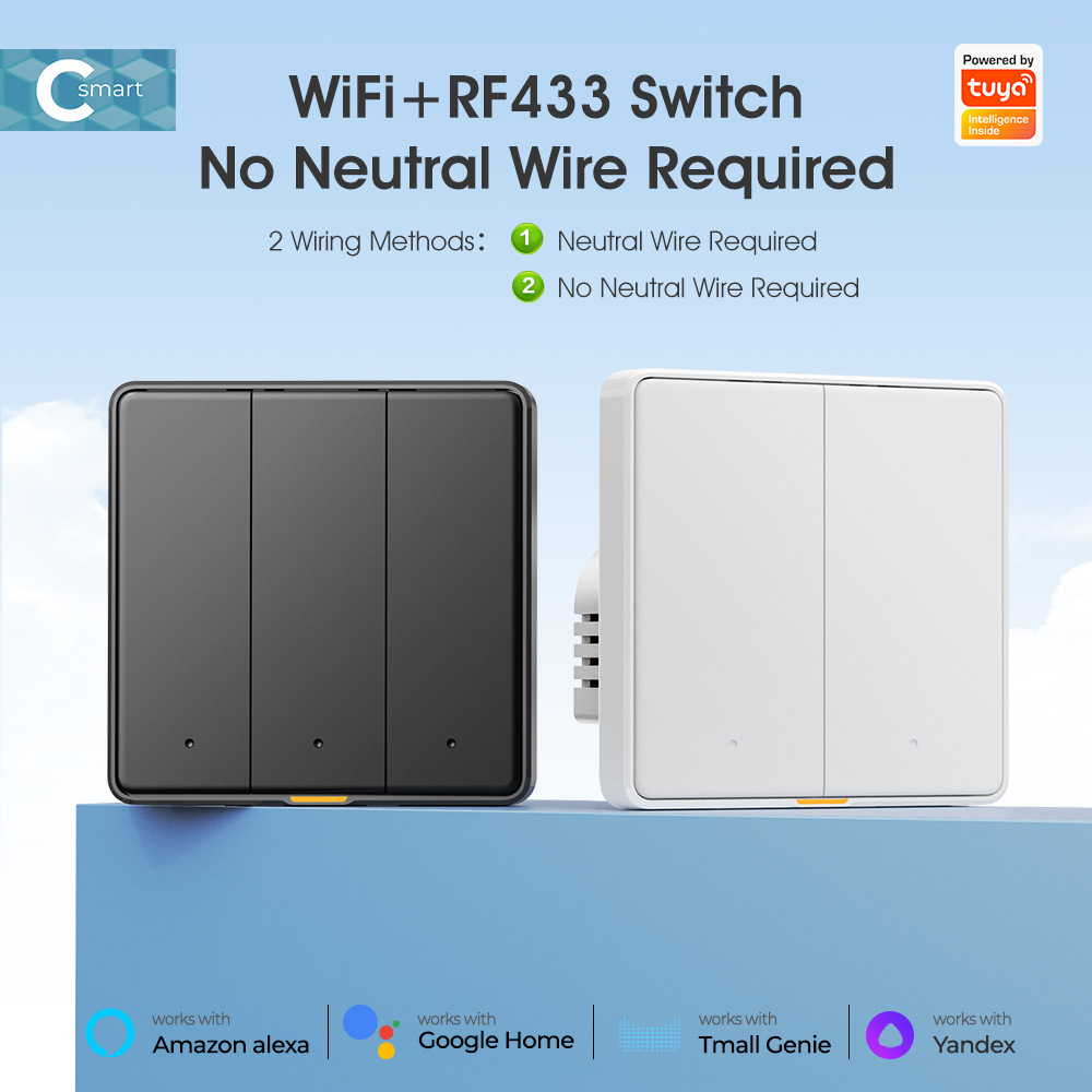 【WSB08】WiFi+RF433 Smart Wall Button Switch work with Tuya/SmartLife - Image 2