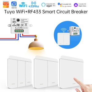 【SML05】+【SSBB02】Tuya WiFi+RF433 Smart Wireless Switch Remote Control and Controller Switch Battery powered