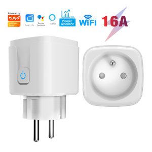 【SOA05】FR Tuya WiFi/Zigbee Smart Socket Plug– App control, Voice-control, and Energy Monitoring