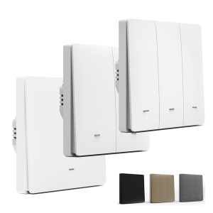 【WSB01】EU/UK Tuya WiFi/Zigbee Button Wall Switch  (N+L/L) (Live-Only Wiring need Capacitor)