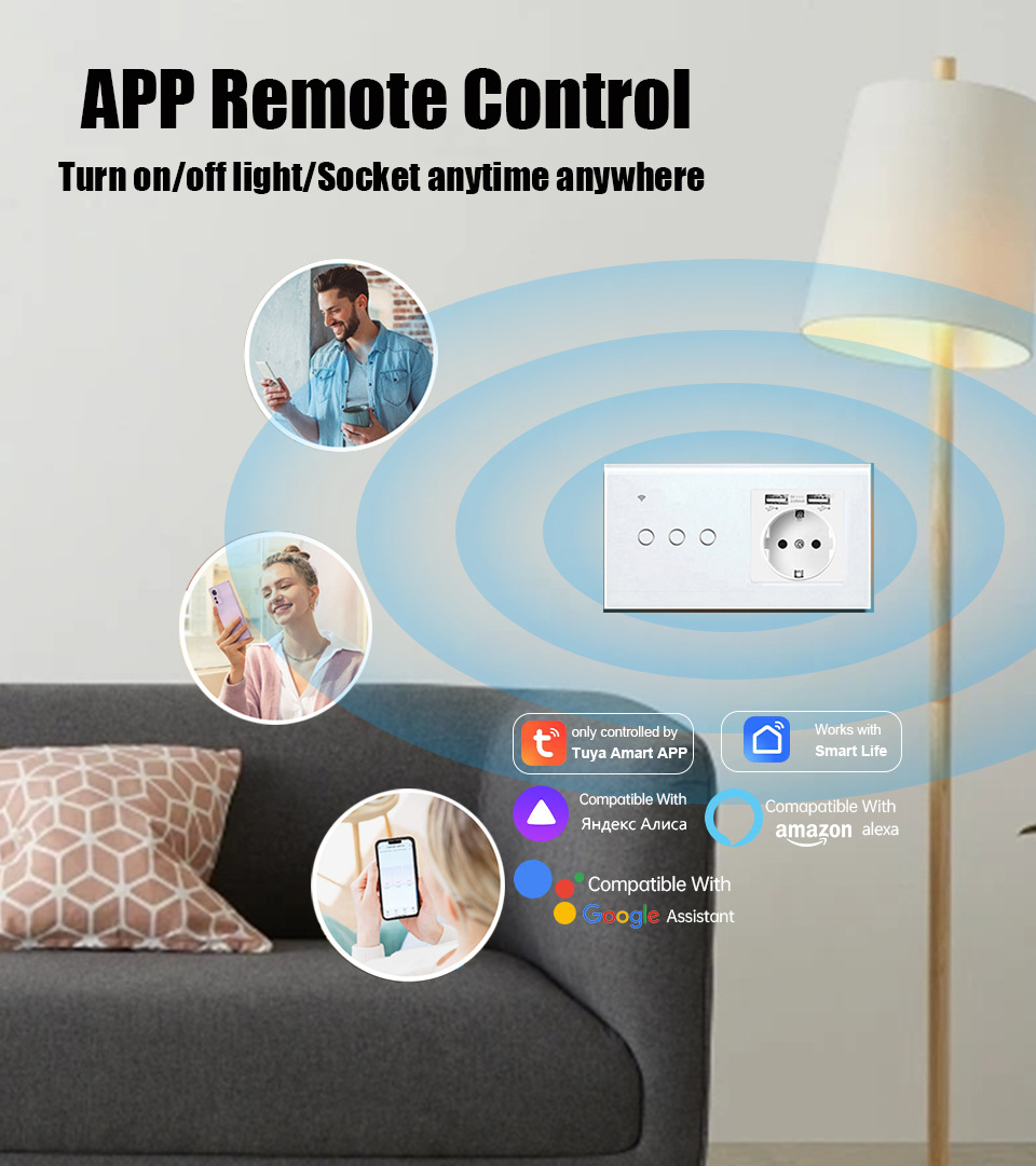 【SOW11】TideLink Tuya European Smart Wall Switch & Socket | Socket + Switch + USB & Type-C Ports, WiFi Remote Control & Voice Control - Image 4
