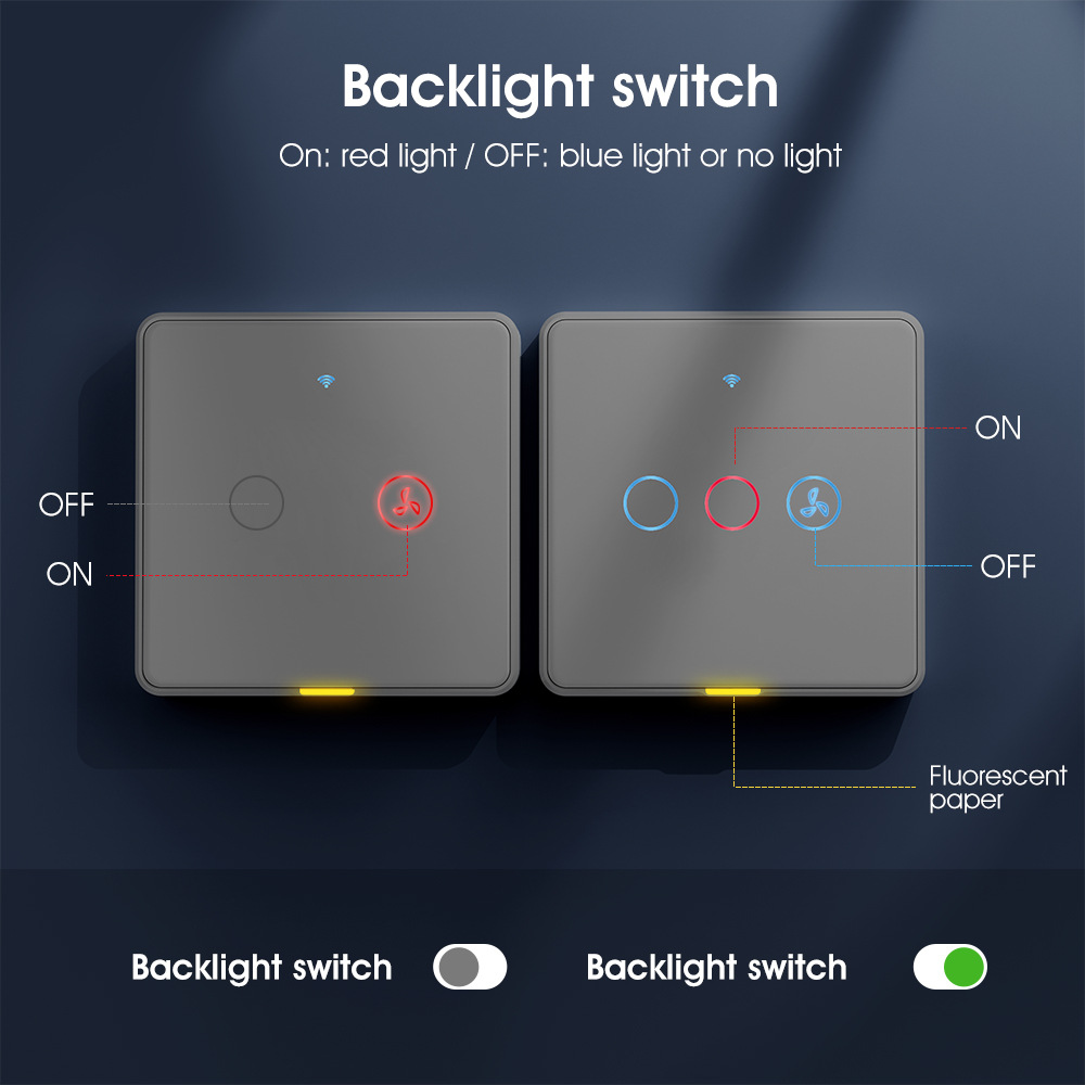 【WST08】EU Tuya WiFi+RF433 Ceiling Fan + Light Wall Touch Switch - Image 6