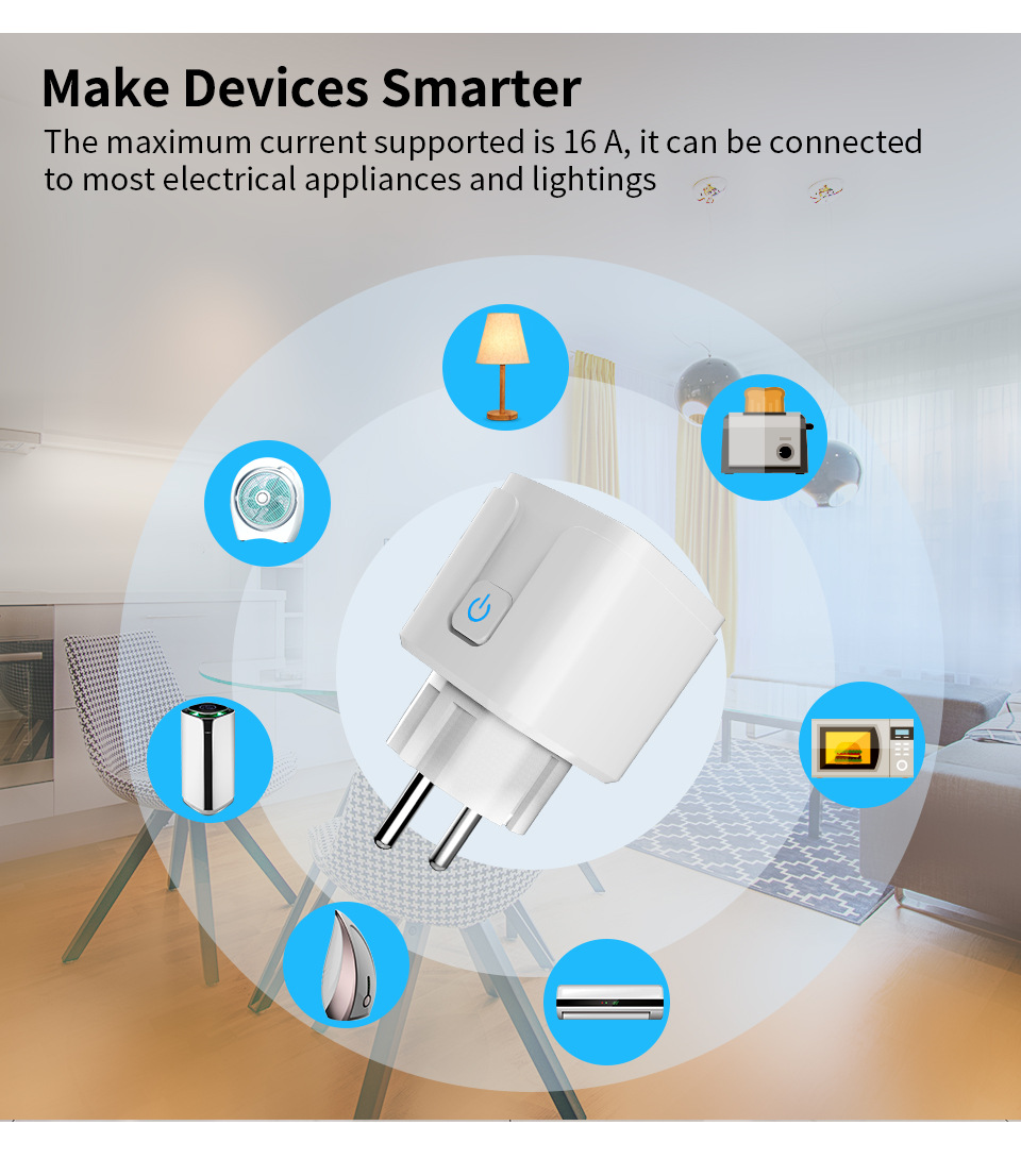 【SOA05】FR Tuya WiFi/Zigbee Smart Socket Plug– App control, Voice-control, and Energy Monitoring - Image 2