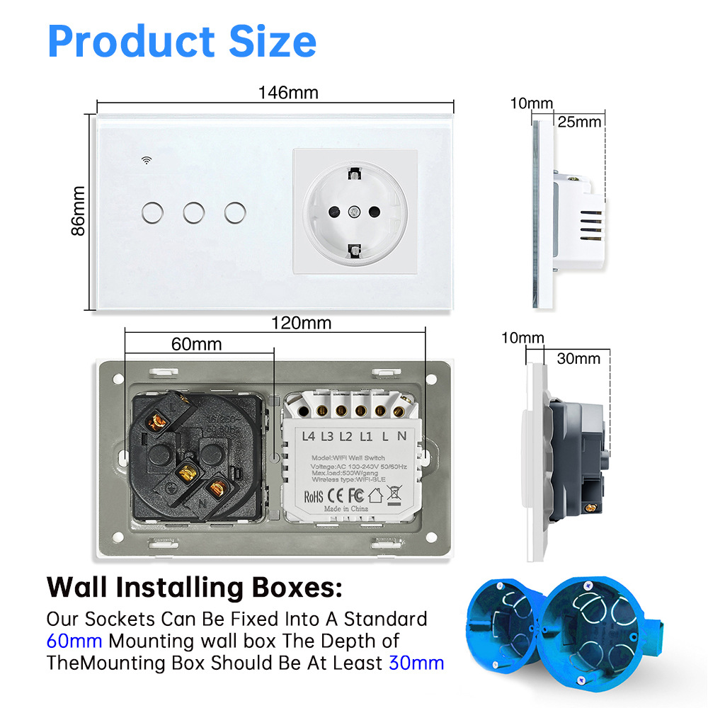 【SOW11】TideLink Tuya European Smart Wall Switch & Socket | Socket + Switch + USB & Type-C Ports, WiFi Remote Control & Voice Control - Image 7