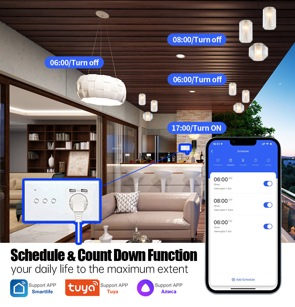 【SOW11】TideLink Tuya European Smart Wall Switch & Socket | Socket + Switch + USB & Type-C Ports, WiFi Remote Control & Voice Control - Image 5