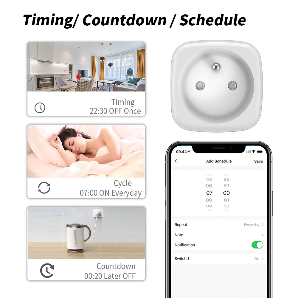 【SOA05】FR Tuya WiFi/Zigbee Smart Socket Plug– App control, Voice-control, and Energy Monitoring - Image 4