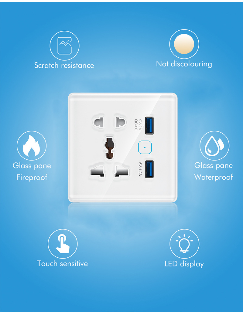 【SOW01-B】Tuya WiFi 86 Universal Smart Socket Plug,USB ports - Image 3