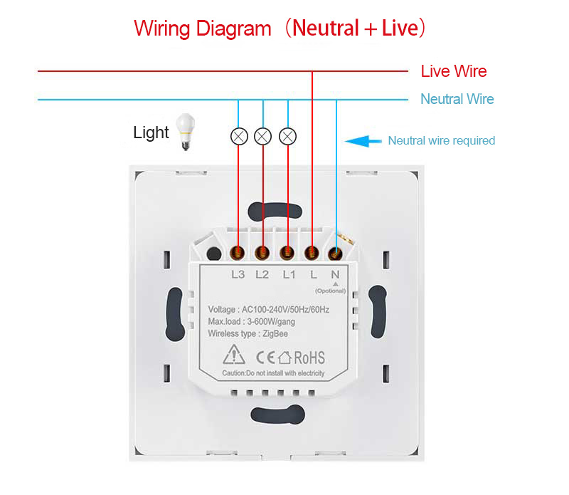 【WST03】Tuya Zigbee Touch Switch (N+L/L) (Aluminum Metal Border) Magnetic Retention Relay(No need Capacitor) - Image 7