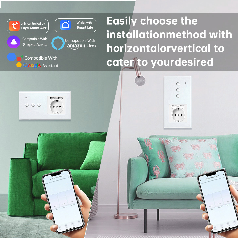 【SOW11】TideLink Tuya European Smart Wall Switch & Socket | Socket + Switch + USB & Type-C Ports, WiFi Remote Control & Voice Control - Image 3