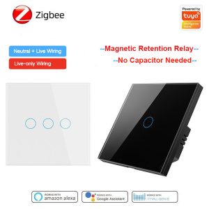 【WST03】Tuya Zigbee Touch Switch (N+L/L) Magnetic Retention Relay(No need Capacitor)
