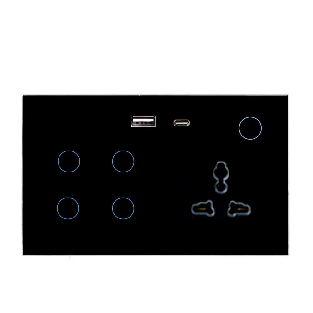 【SOW02-C】147mm Tuya WiFi/Zigbee Smart Switch and Socket, Universal Plug, USB, Type-C - Image 2