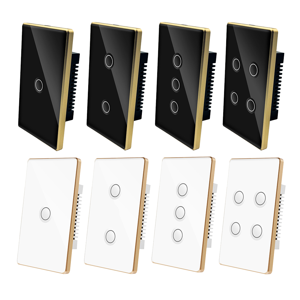 【WST06】US Tuya WiFi/Zigbee 1-4gang Touch Switch(N+L/L) (Live-Only Wiring need Capacitor)