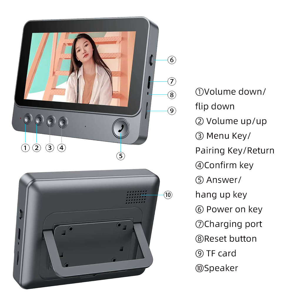 【DBWV03】Wireless Video Doorbell with 4.3-Inch Display | 2.4G Transmission | Two-Way Video Intercom - Image 3