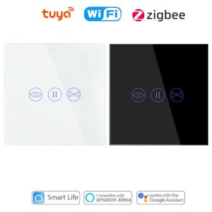 【WST01-C】EU Smart Curtain Touch Switch | Tuya WiFi / Zigbee | Compatible with Alexa & Google Assistant