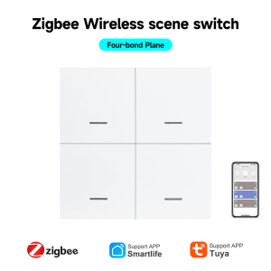 【SSBBS01】Zigbee Wireless Scene Switch | Stick-on Smart Panel | No Wiring, One-Touch Control