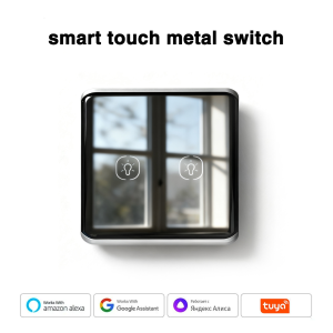 【WST09】EU&UK Metal Frame Curved Glass Touch Smart Switch(N+L/L) Work with Tuya