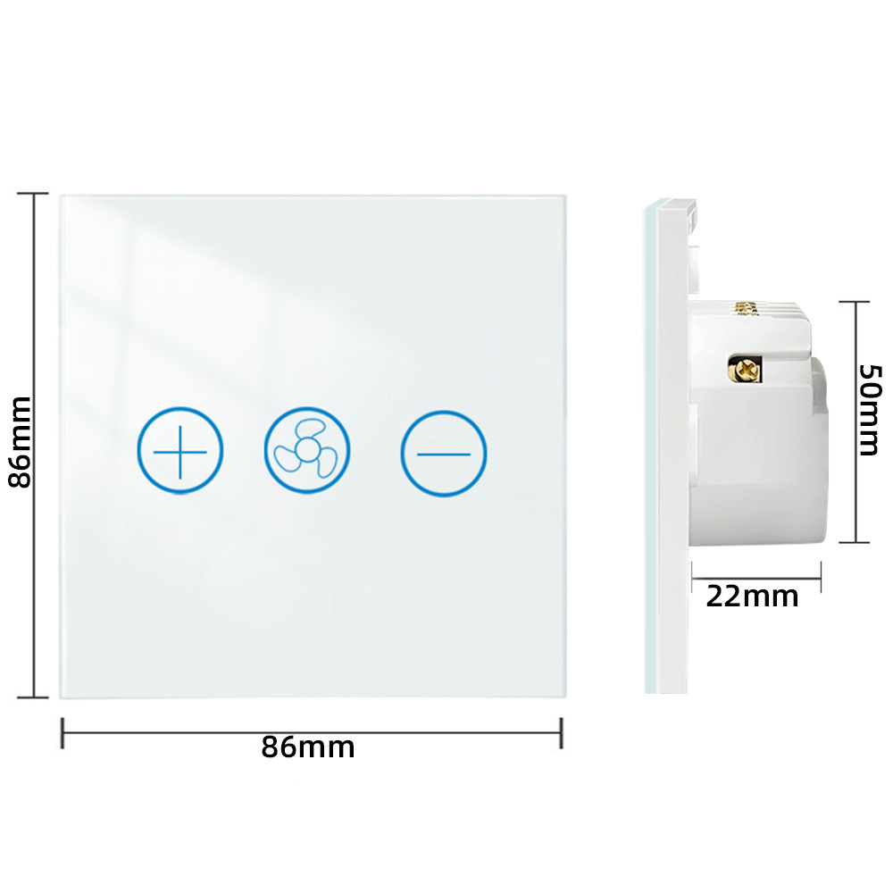 【WST01-F1】EU&UK Tuya WiFi/Zigbee Smart Ceiling Fan Wall Touch Switch - Image 3
