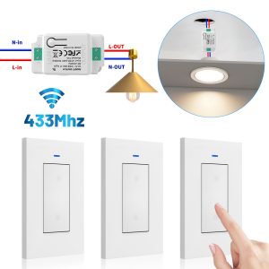 【SML01】+【SSBB03】US RF433 Wireless Switch Kit – No Wiring Smart Remote Control Light Switch