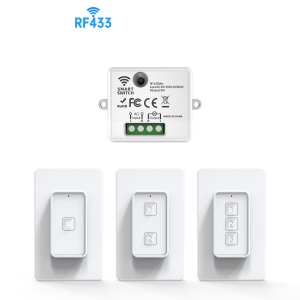 【SML05】+【SSBB04】RF433 Wireless Wall Switch Kit Battery powered– No Wiring Smart Remote Control Light Switch