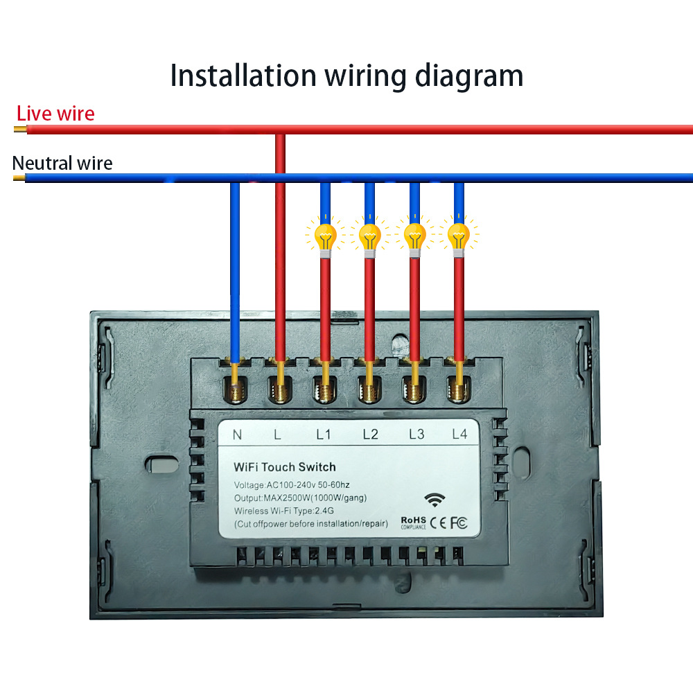 【WST01】US Tuya WiFi/Zigbee Smart Wall Touch Switch（N+L/L） - Image 2