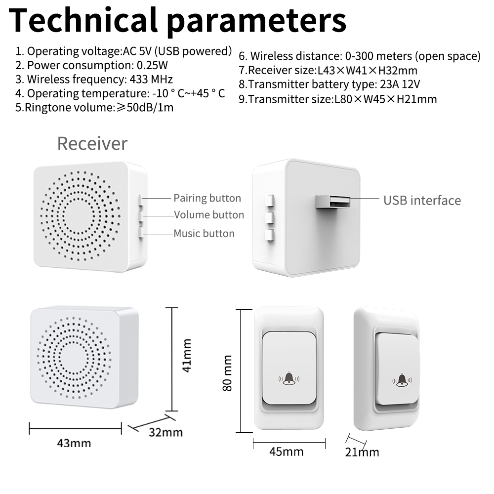 【DBW06】USB Wireless Doorbell – Long Range & Easy Installation - Image 3