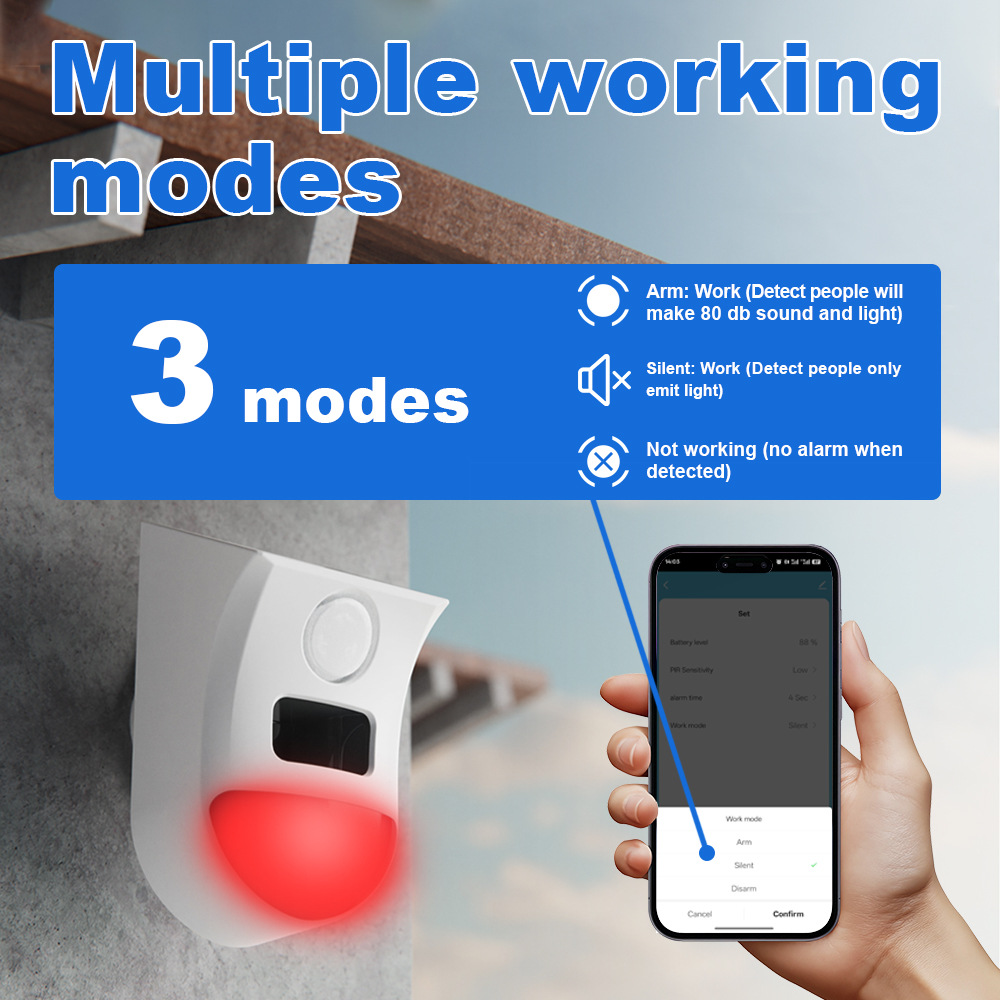 【MSHB09】WiFi Solar PIR Sensor Alarm with Sound & Light Alarm - Image 2