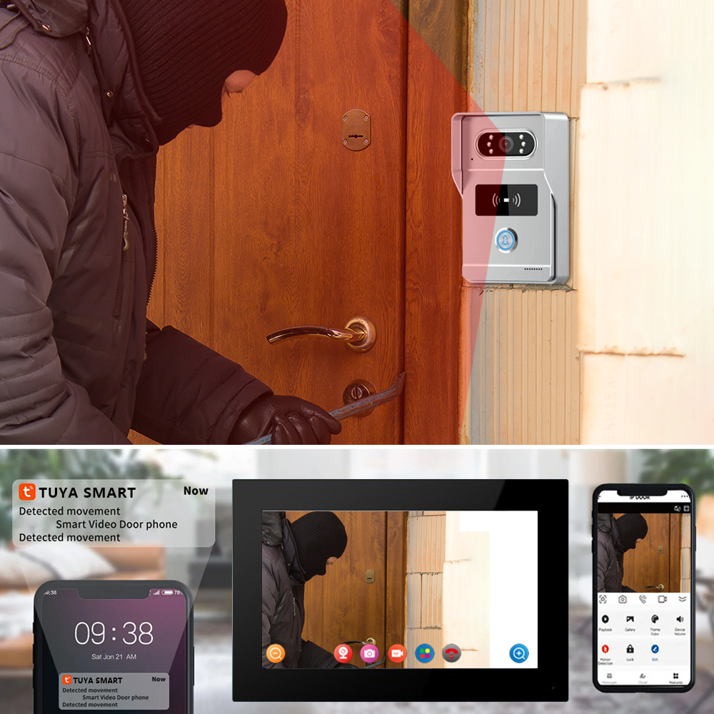 【DBS11】WiFi Smart Video Doorbell, Tuya APP Supported, HD Night Vision, 128G TF Card Storage, Motion Detection, Video Playback, Access Control Unlock - Image 5