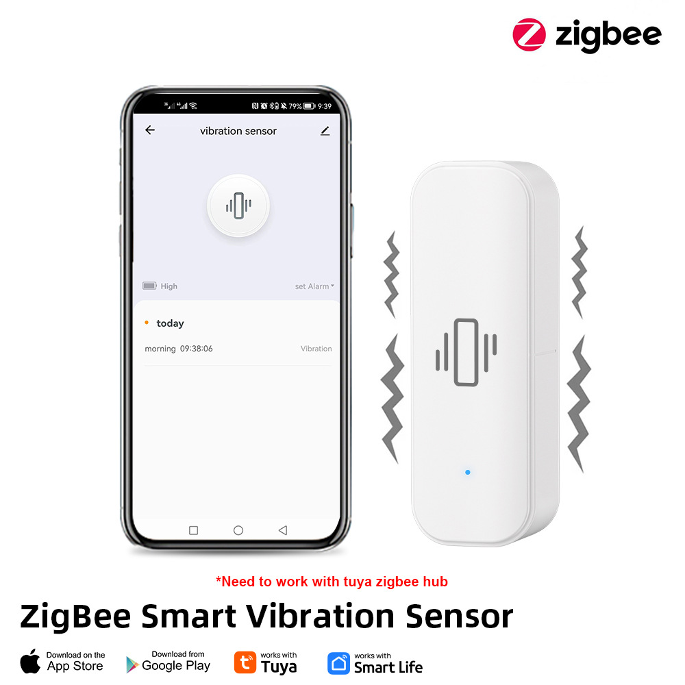 【MSV01】ZigBee Smart Vibration Sensor | Wireless Security Vibration Detector | App Alert