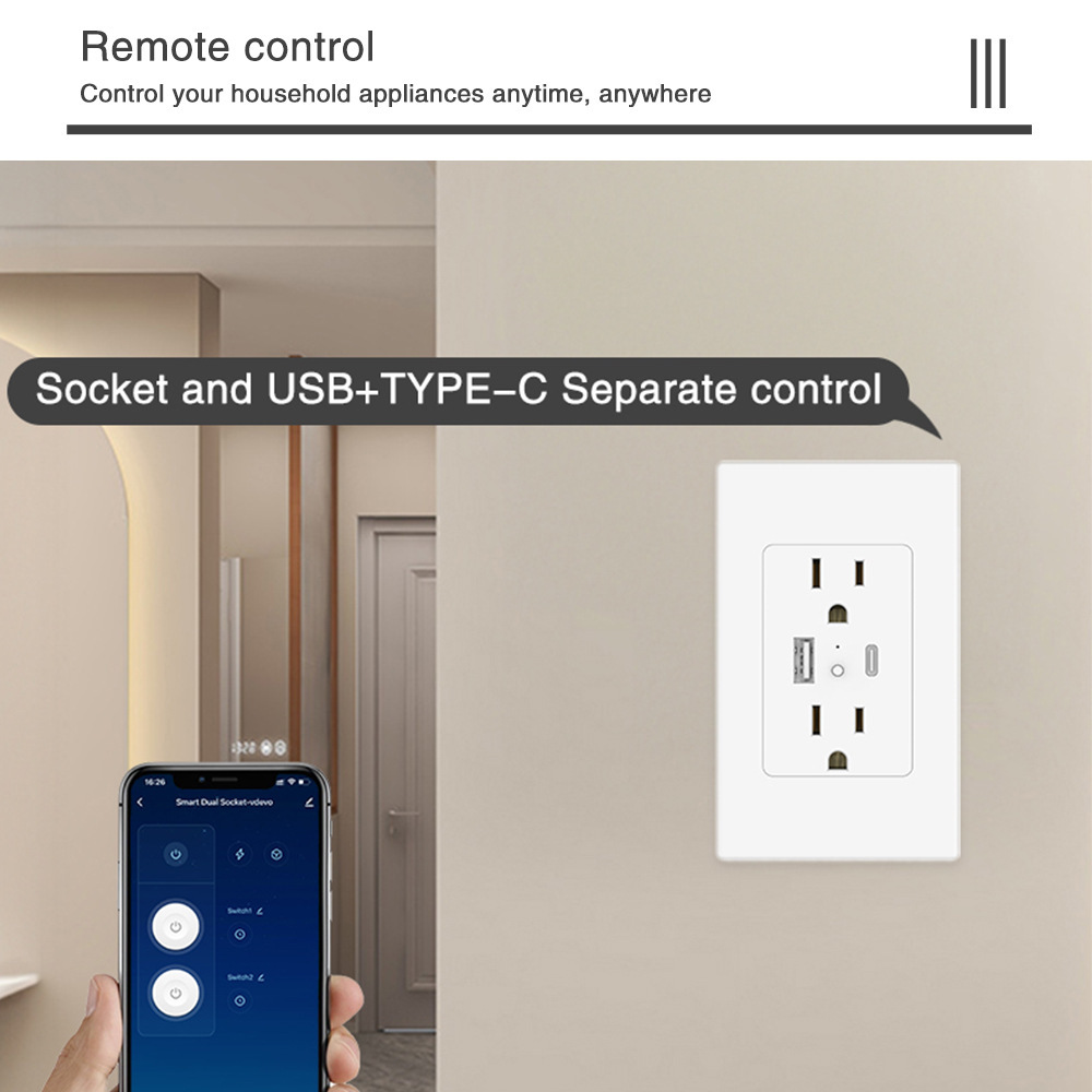 【SOW15】US WiFi Smart Wall Socket With USB | Remote Control with Energy Monitoring - Image 3