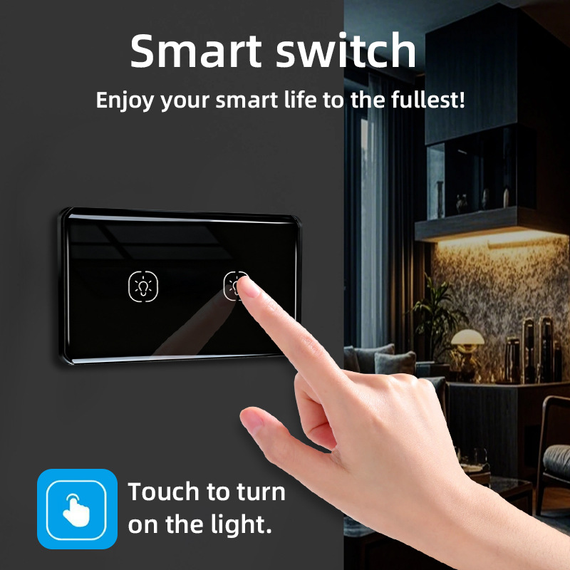 【WST09】 US Smart Switch Metal Frame Curved Glass Touch - (N+L/L) Work with Tuya - Image 2