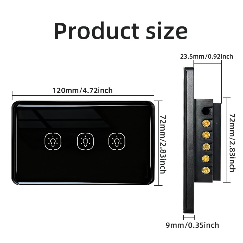 【WST09】 US Smart Switch Metal Frame Curved Glass Touch - (N+L/L) Work with Tuya - Image 3